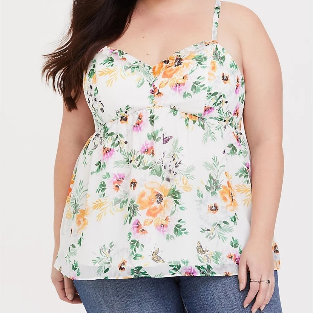 Torrid ivory floral Chiffon cami size 3